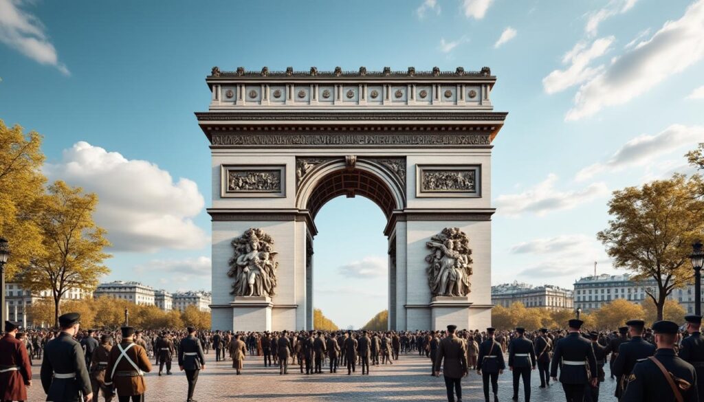 découvrez l'histoire de l'arc de triomphe, monument emblématique de paris, qui célèbre les victoires de la grande armée et honore la mémoire des soldats français.