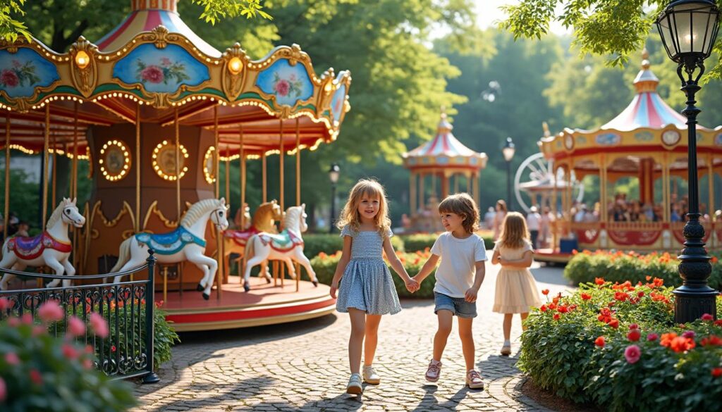 le jardin d'acclimatation offre aux enfants une expérience unique avec ses manèges rétro charmants et divertissants, parfaits pour une sortie en famille.