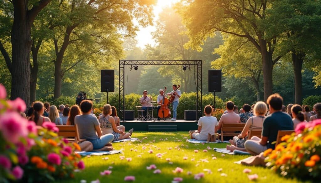 découvrez le parc floral, un écrin bucolique où se déroulent des concerts de jazz estivaux, alliant nature et musique pour des soirées inoubliables.